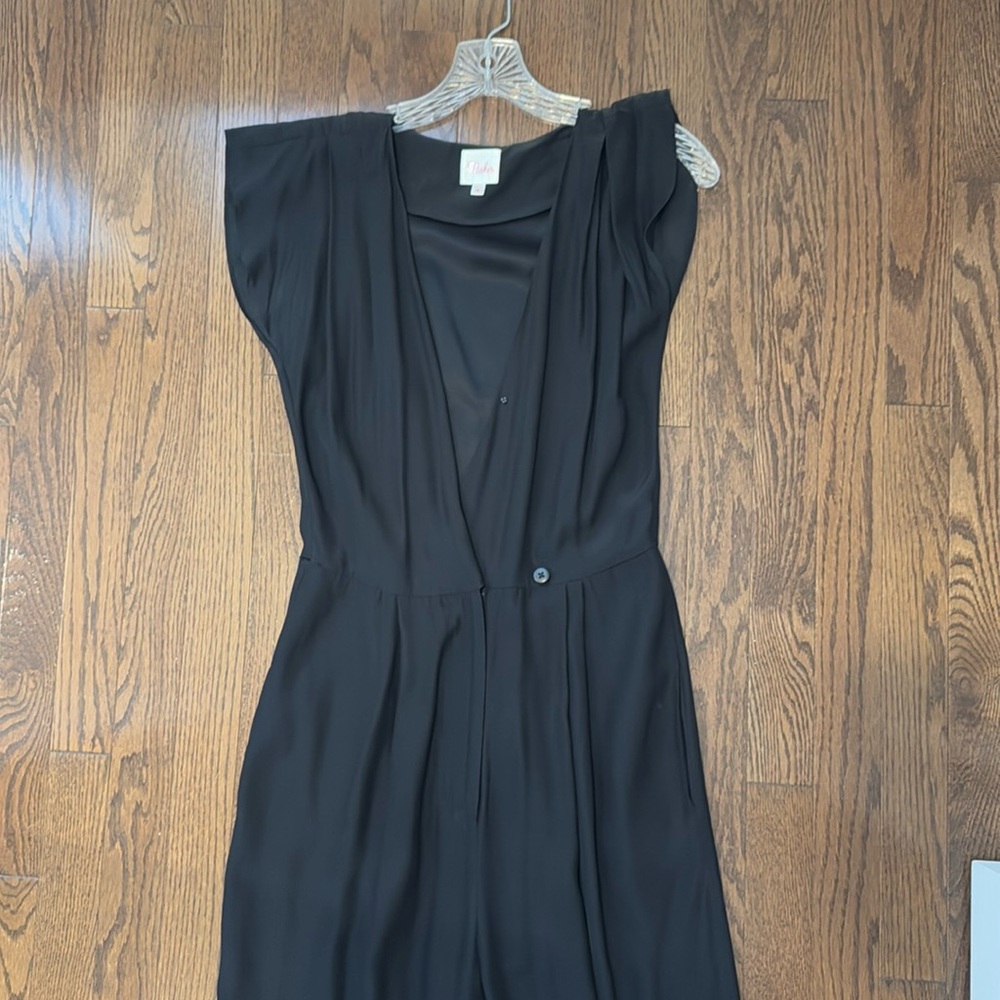 PARKER BLACK SILK JUMPSUIT